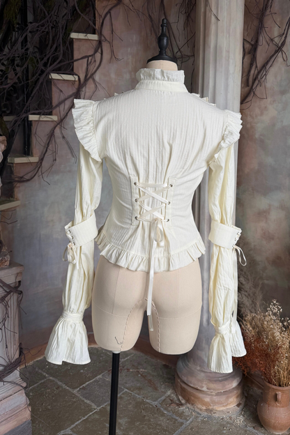 Lace Ruffle Puff Sleeve Blouse