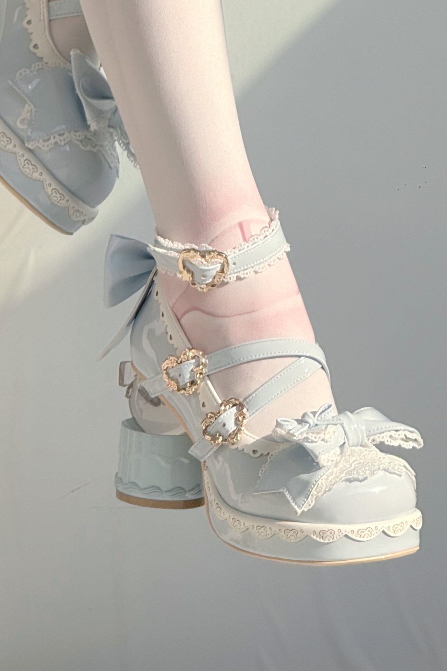 Ribbon Lace Lolita Crystal Heels
