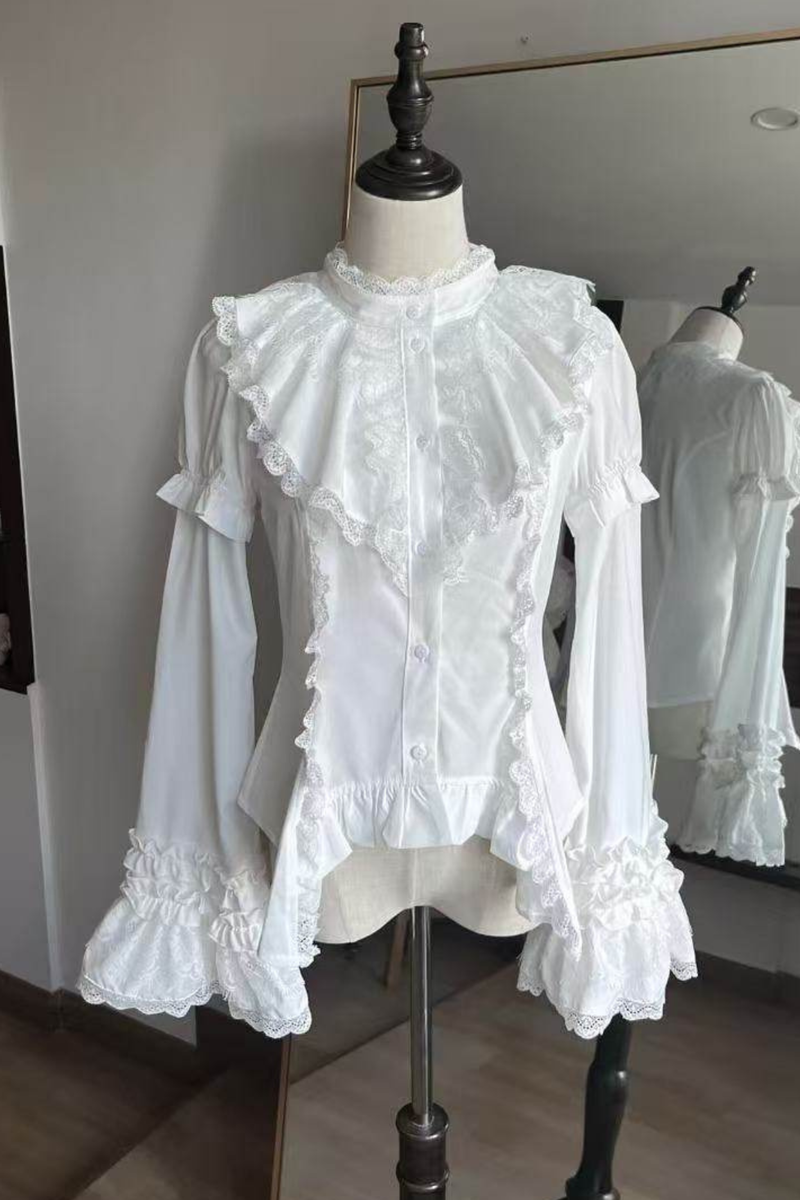 Frilled Gothic Lolita Blouse + Flower Collar