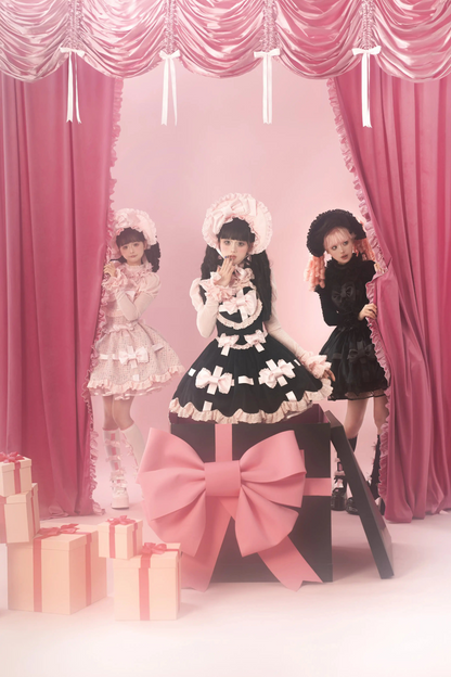Sweetheart Lolita Suspender Skirt + Ruffle Neck Blouse + Petticoat