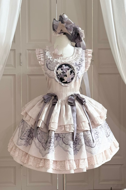 Chinese-style Stand Collar Jacket + Suspender Dress + Hairband