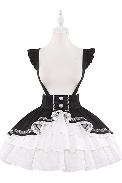 Lace Shirt + Tiered Bib Skirt
