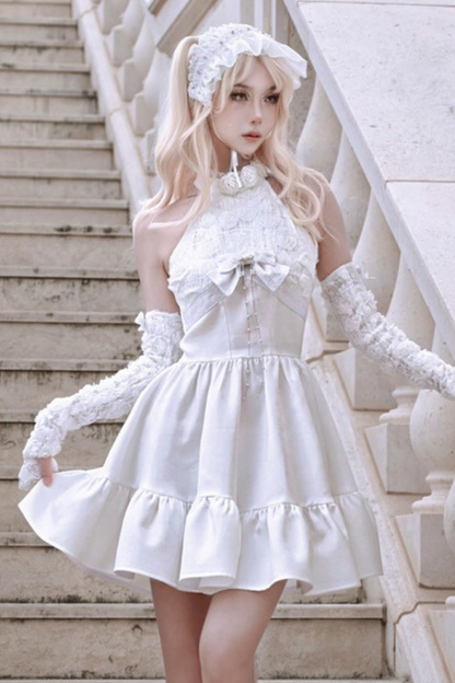 [pre-order] Fairy Pure White Neck Dress