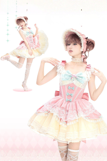Sweet Mint Pink Lace Lolita Dress