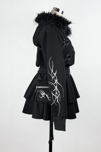 Gothic Print Jacket + Skirt