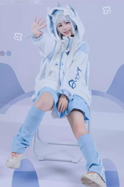[angel Style] Aqua Color Dragon Baby Loose Jacket + Long Sleeve T-shirt + Bottoms + Leg Warmers