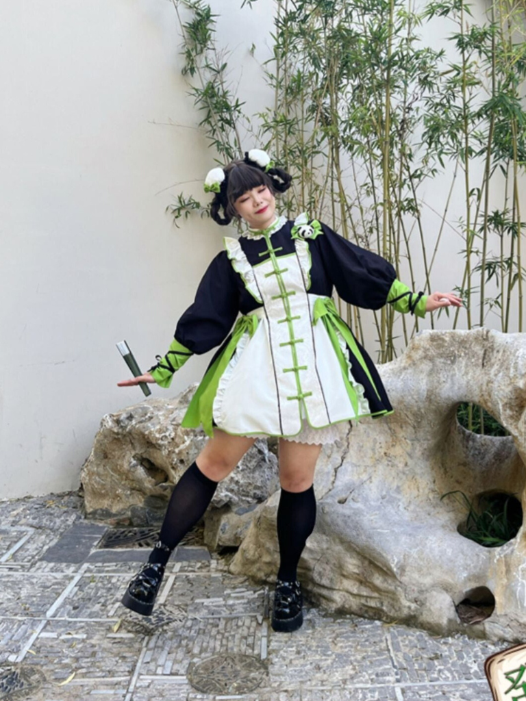 Chinese-style Red Panda Maid Lolita Dress + Accessories