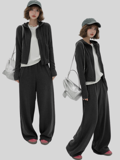 Korean Sports Lazy Style Sweat Hoodie Jacket + Pants