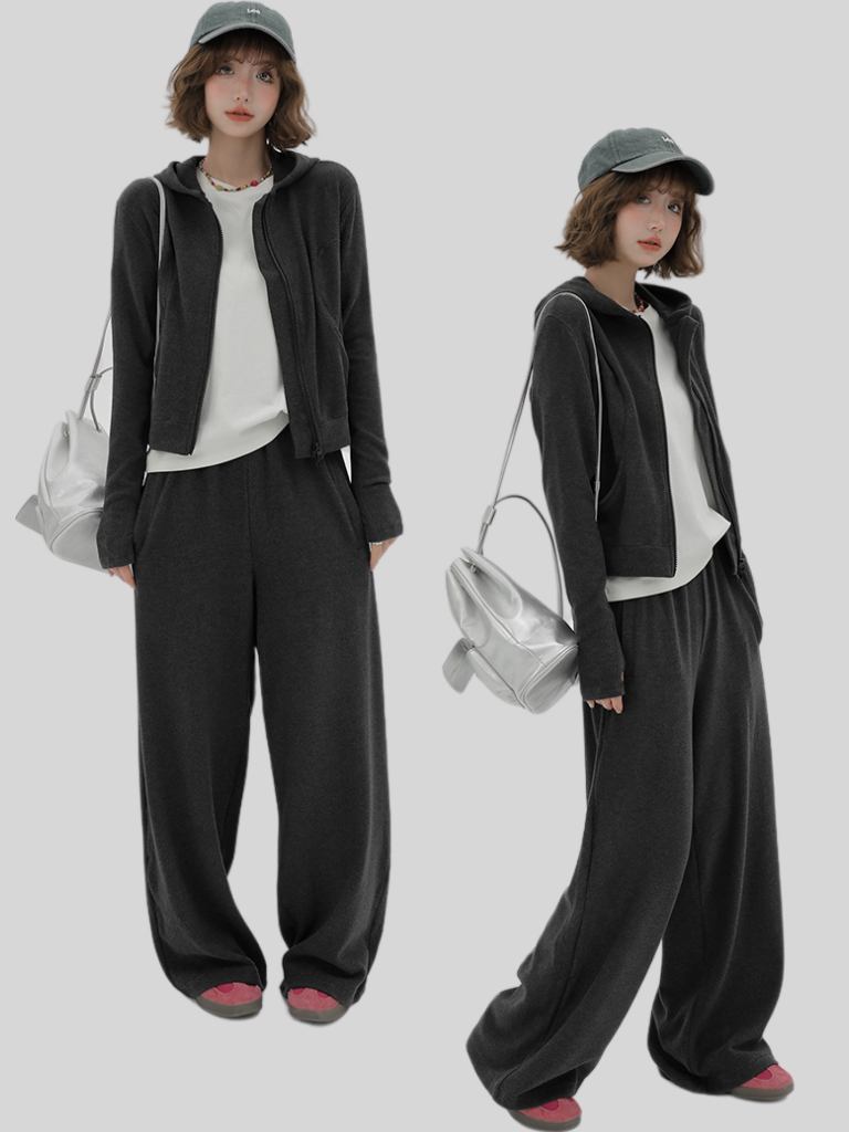 Korean Sports Lazy Style Sweat Hoodie Jacket + Pants