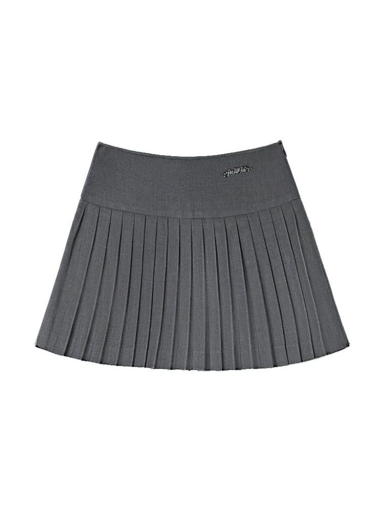Slim Retro College Vest + Shirt + Pleated Skirt