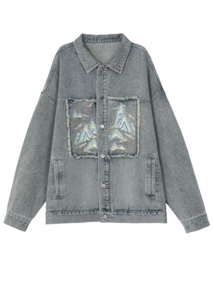 Chinese-style Design Polo Denim Jacket + Jacket + Short Jacket + Denim Skirt