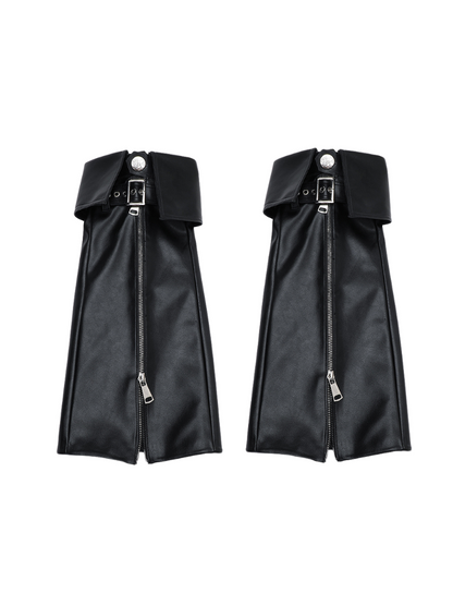 Punk Platform Muffin Shoes + Flap Leather Zip Leg Cover Set