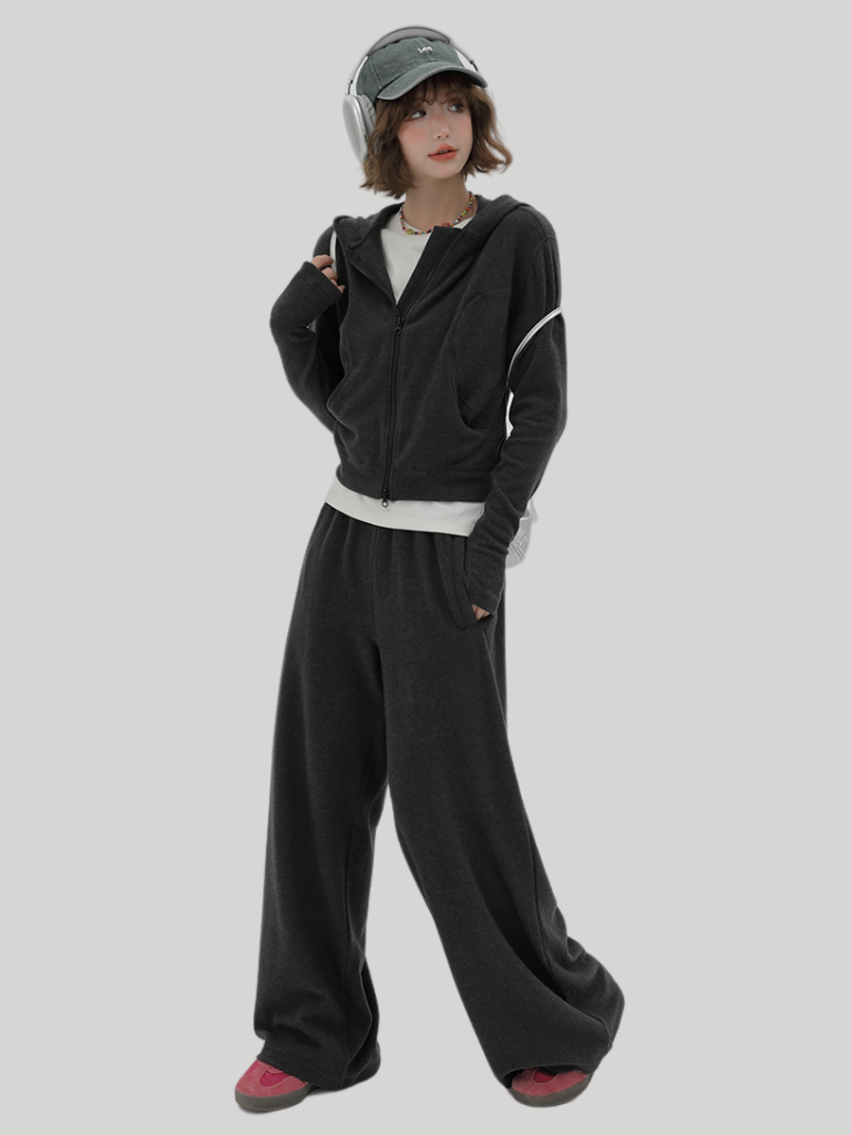 Korean Sports Lazy Style Sweat Hoodie Jacket + Pants