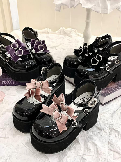 Sweet Ribbon Three-ball Platform Shoes