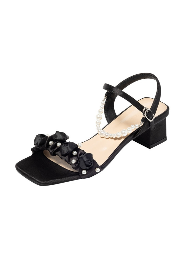 Black Rose Pearl Sandals