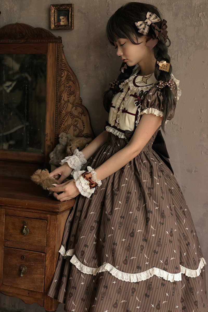 Doll Collar Brown Retro Princess Lolita Dress