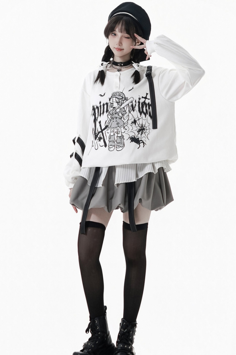 Dark Graffiti Sweatshirt + Skirt