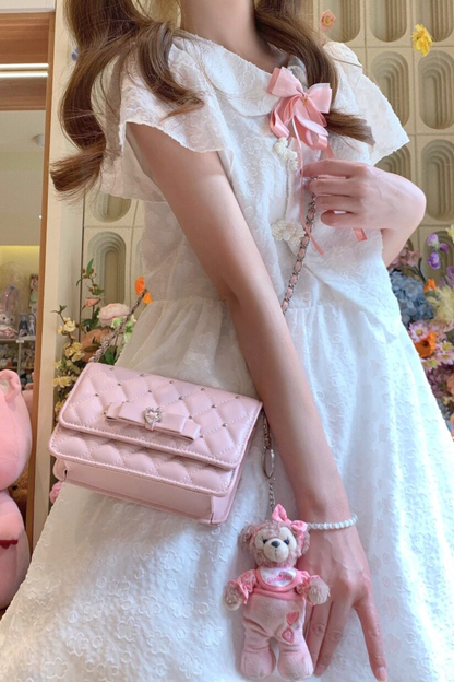 Rhinestone Bow Chain Bag