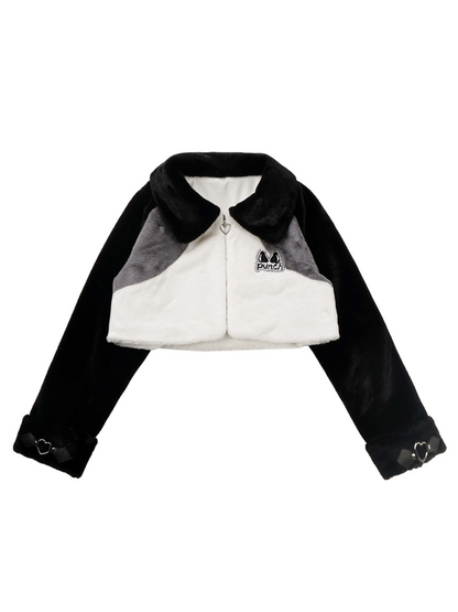 Rebel Sweet Heart Short Fur Jacket Design Top Pants Set