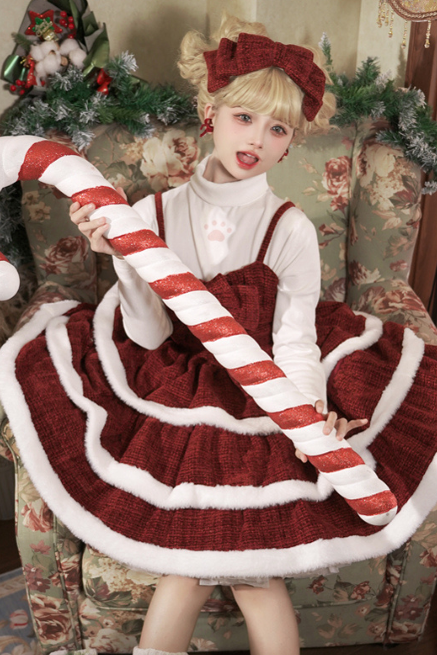 Sweet Carol Fur Suspender Dress + Cape + Top + Petticoat + Hair Accessory