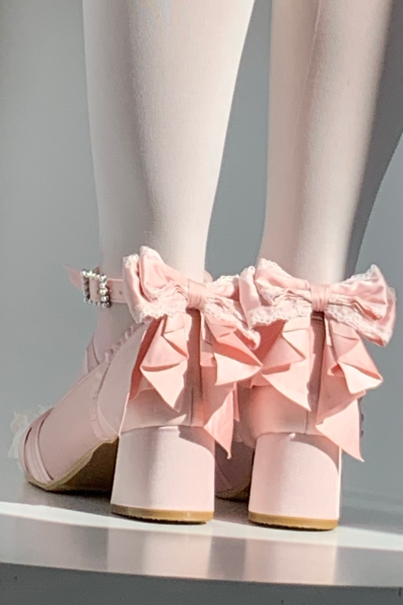 Lace-up Square Toe Ballet Heels