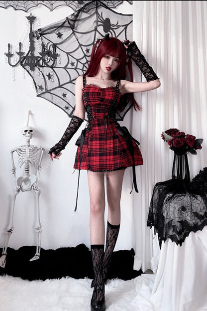 Dark Goth Y2k Plaid Lolita Dress