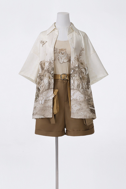 [pre-order] Neutral Style Art Design Shirt + Camisole + Shorts