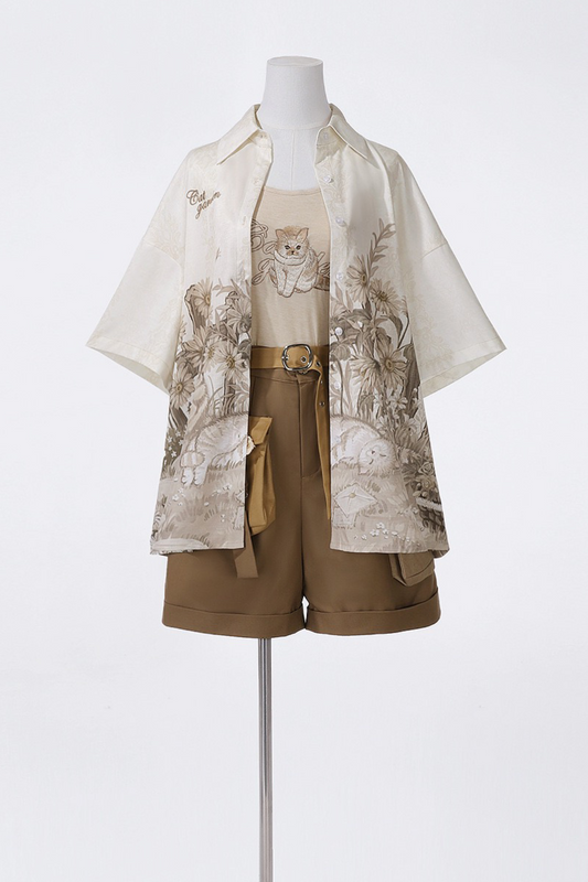 [pre-order] Neutral Style Art Design Shirt + Camisole + Shorts