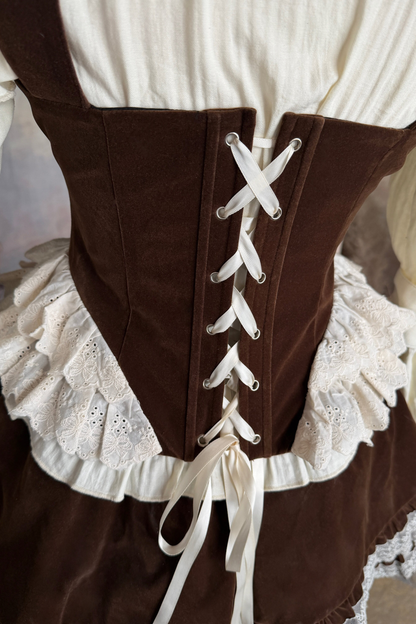 Bone Print Velvet Corset Vest