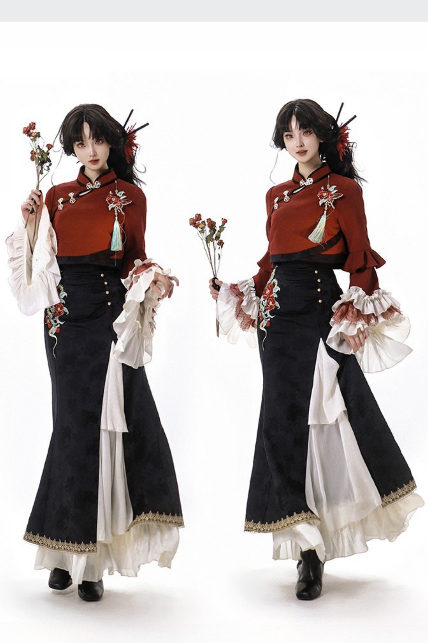 Snake Bone Camelia Nation Chinese-style Top + Dress