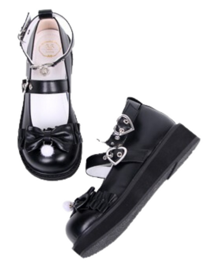Nya Kokoro Lolita Retro Soft Girl Round Toe Shoes