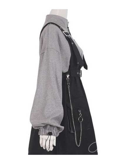 Jirai Two Tone Sweat Dress + Waist Belt