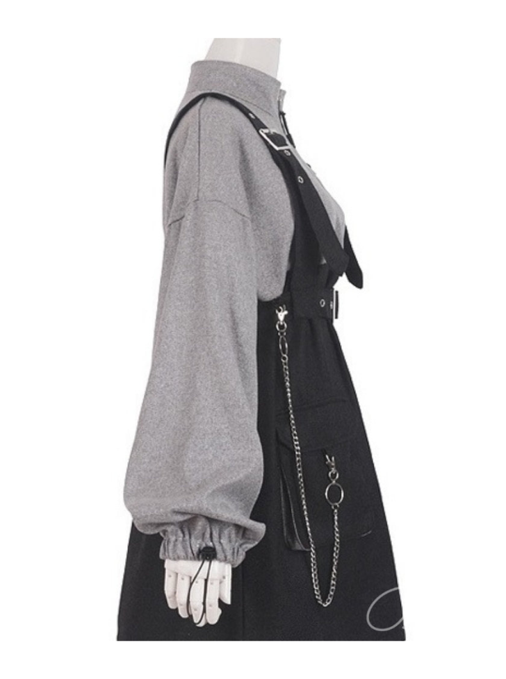 Jirai Two Tone Sweat Dress + Waist Belt