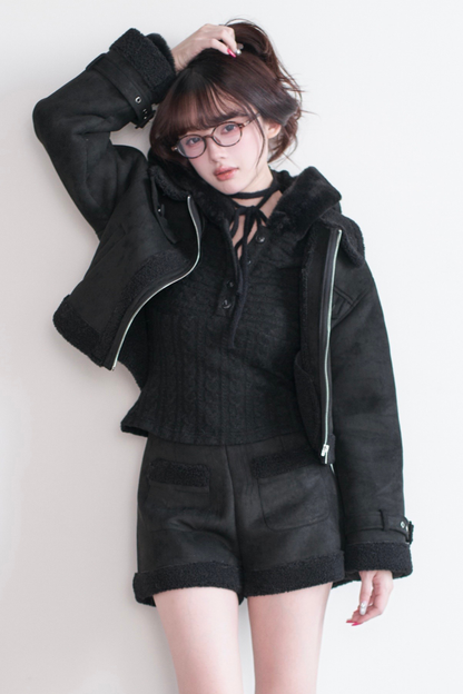 Fur Short Coat + Shorts