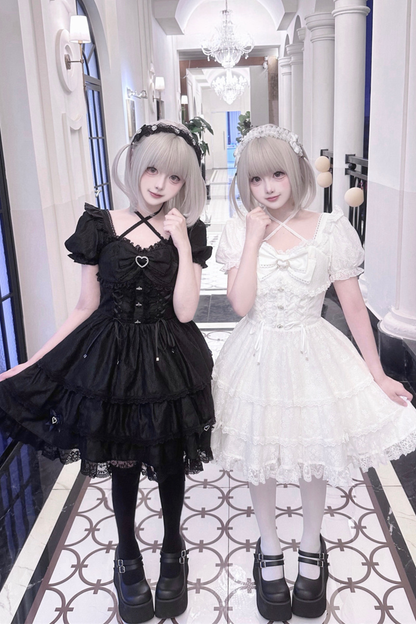 Sweet Girly Lace Ribbon Dress + Clip