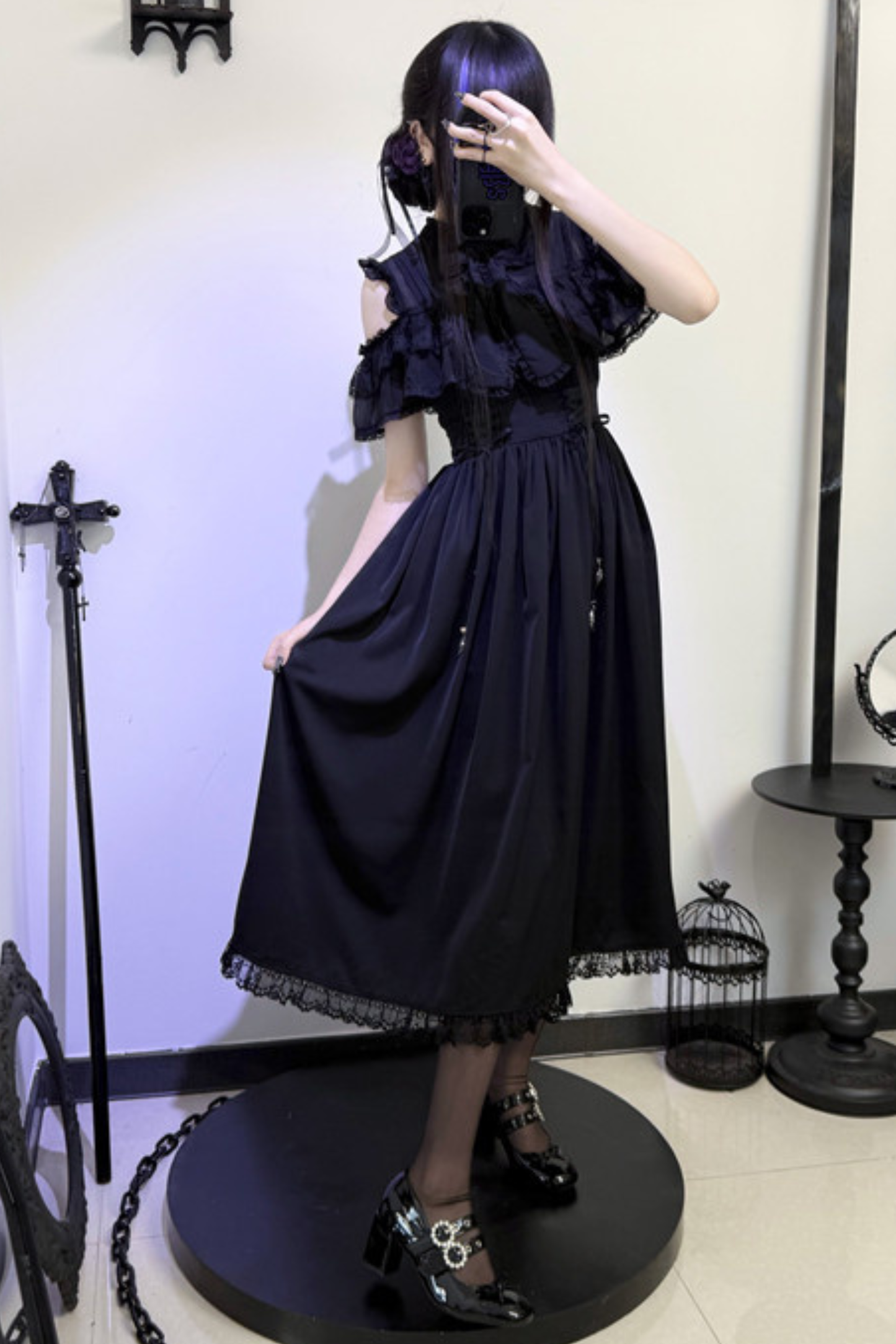 Dark Style Off Shoulder Lace Dress