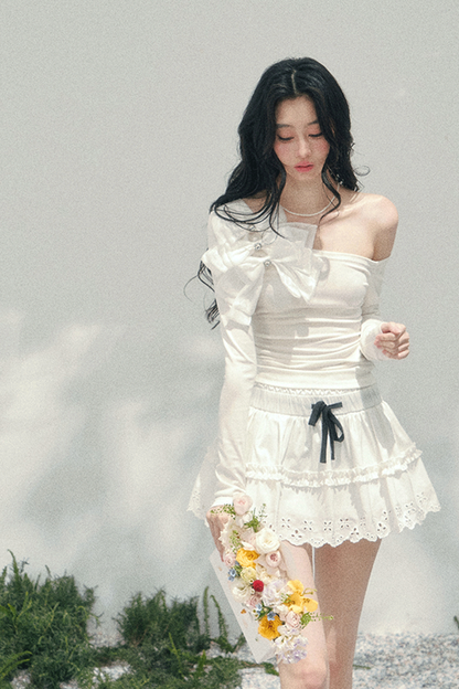 Sweet Pure Mist Off Shoulder Top
