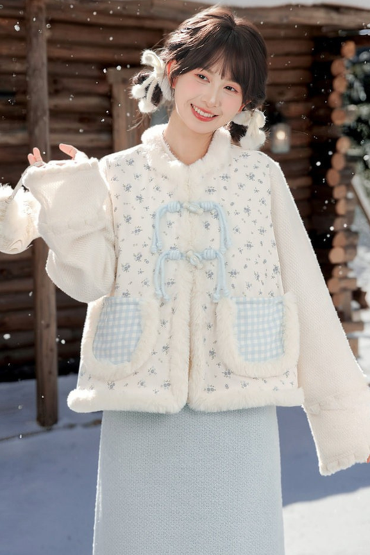 Retro Chinese-style Shirt + Skirt + Vest