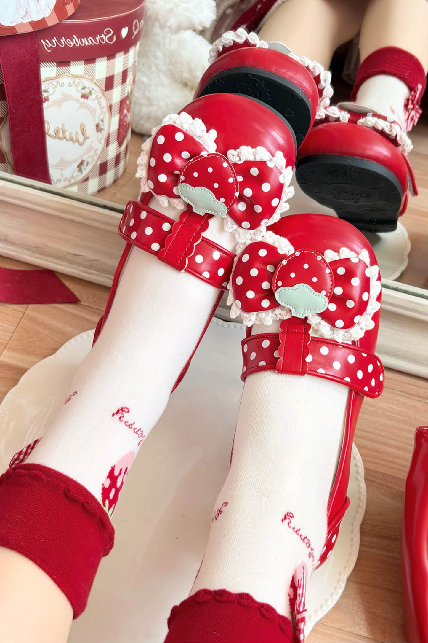 Strawberry Polka Dot Flats