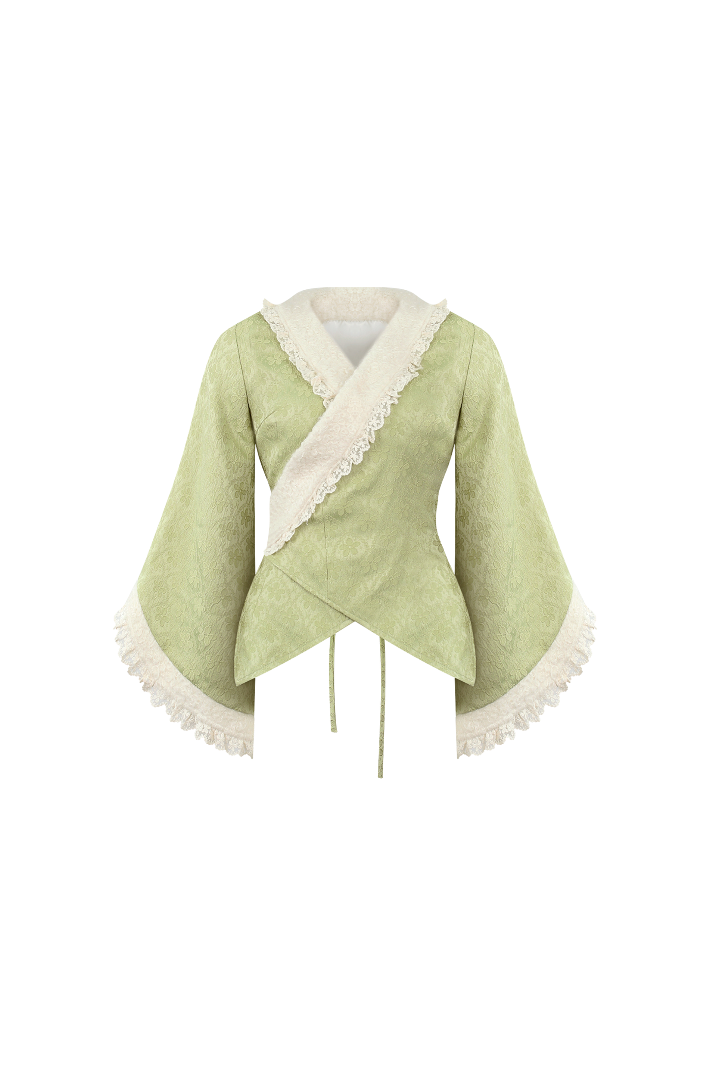 Matcha Roll Japanese Style Top + Kitten Suspender Skirt + Cape With Ribbon