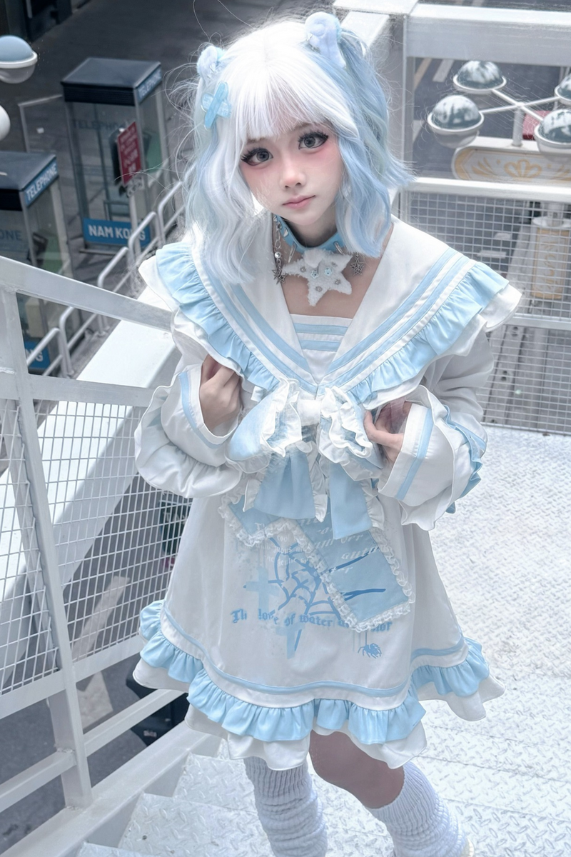 [angel Style] Ruffle Sailor Subculture Dress