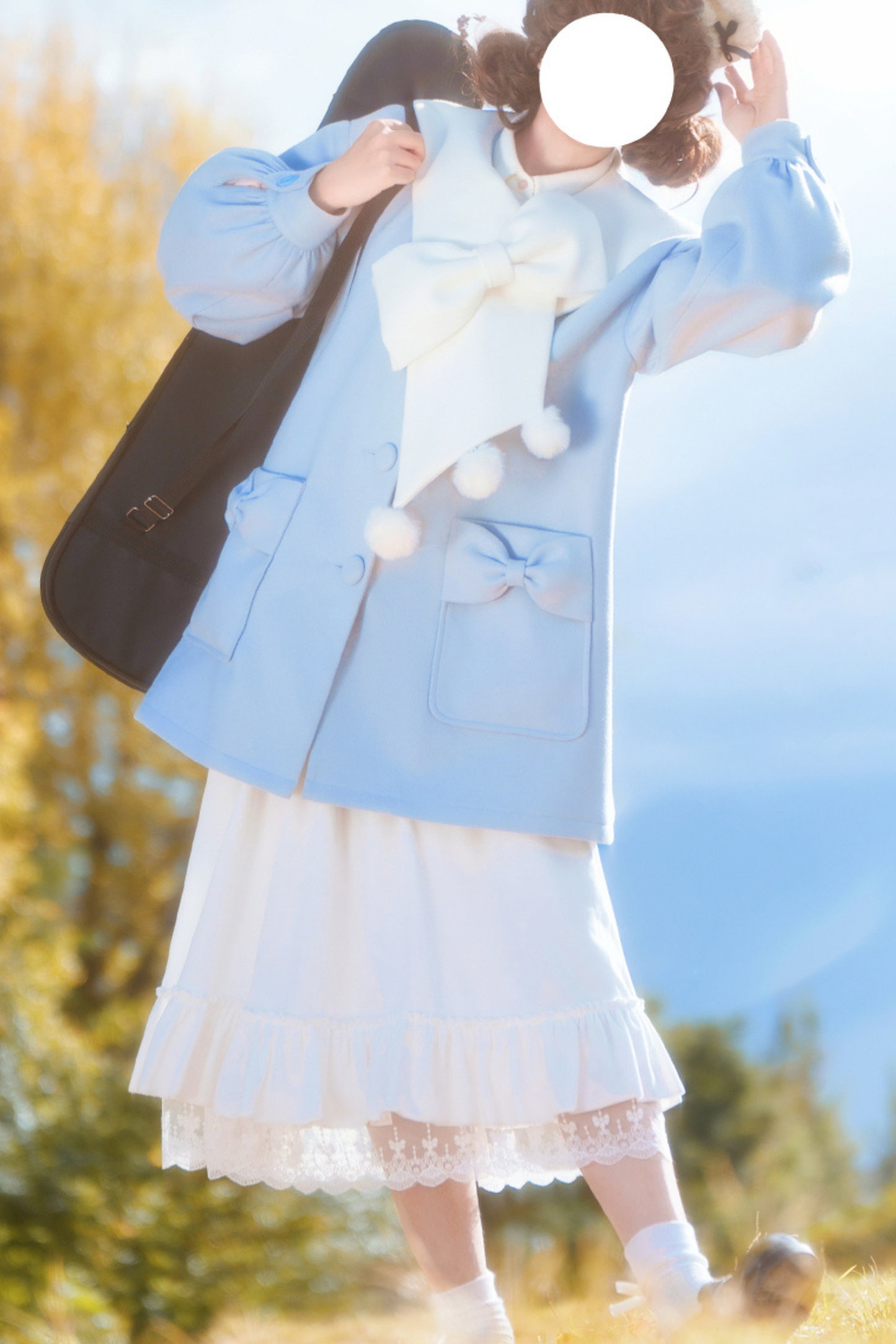 Heart Single Breasted Loose Wool Coat + Skirt