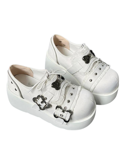 Angel Puppy Punk Style Round Toe Platform Shoes [denim/enamel]