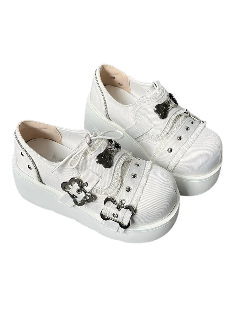 Angel Puppy Punk Style Round Toe Platform Shoes [denim/enamel]