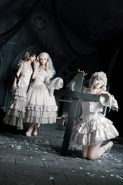 Gothic Lolita Skirt + Corset + Veil + Necklace + Waist Chain