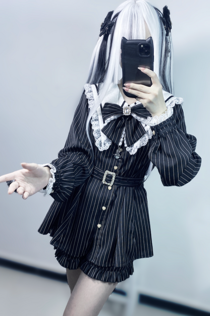 [pre-order] Dark Sweet Sailor Top + Ruffled Shorts
