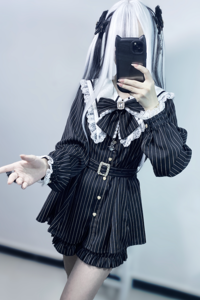[pre-order] Dark Sweet Sailor Top + Ruffled Shorts