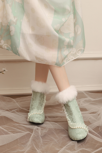 Lace Fur Short Boots