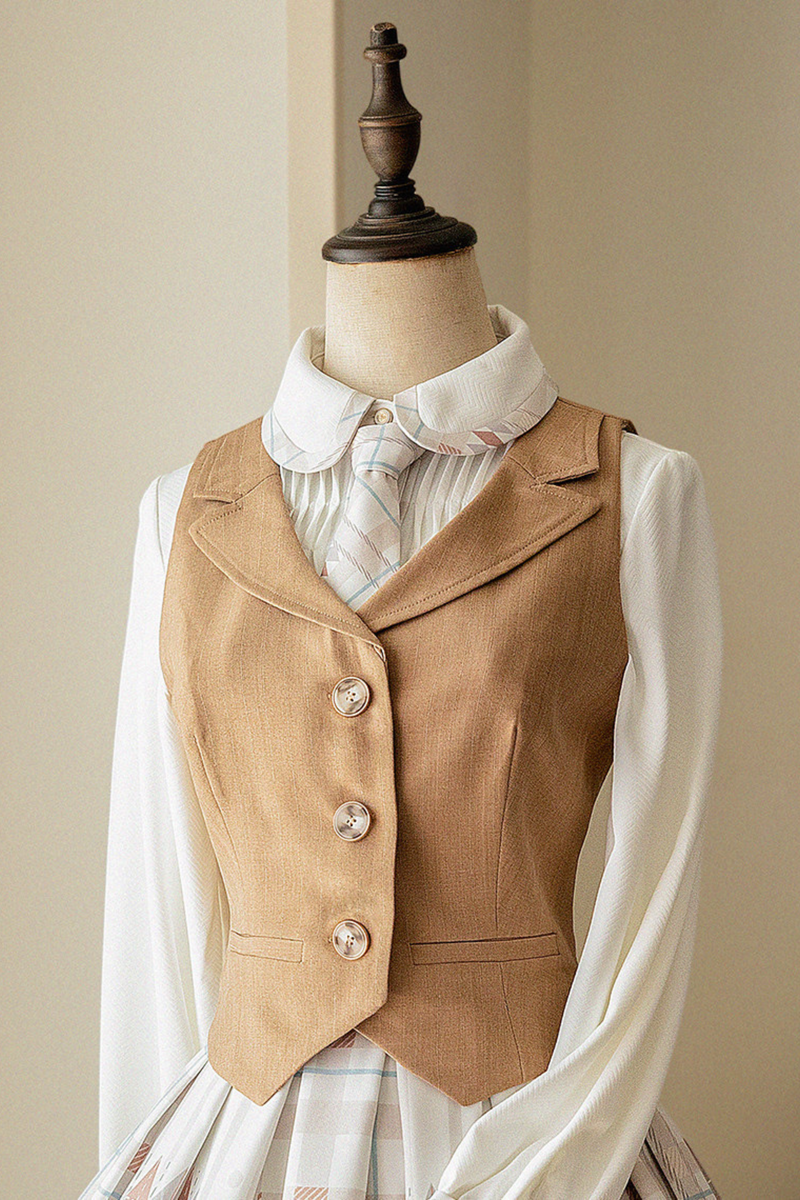 Retro Classic Academy Shirt + Vest + Plaid Skirt