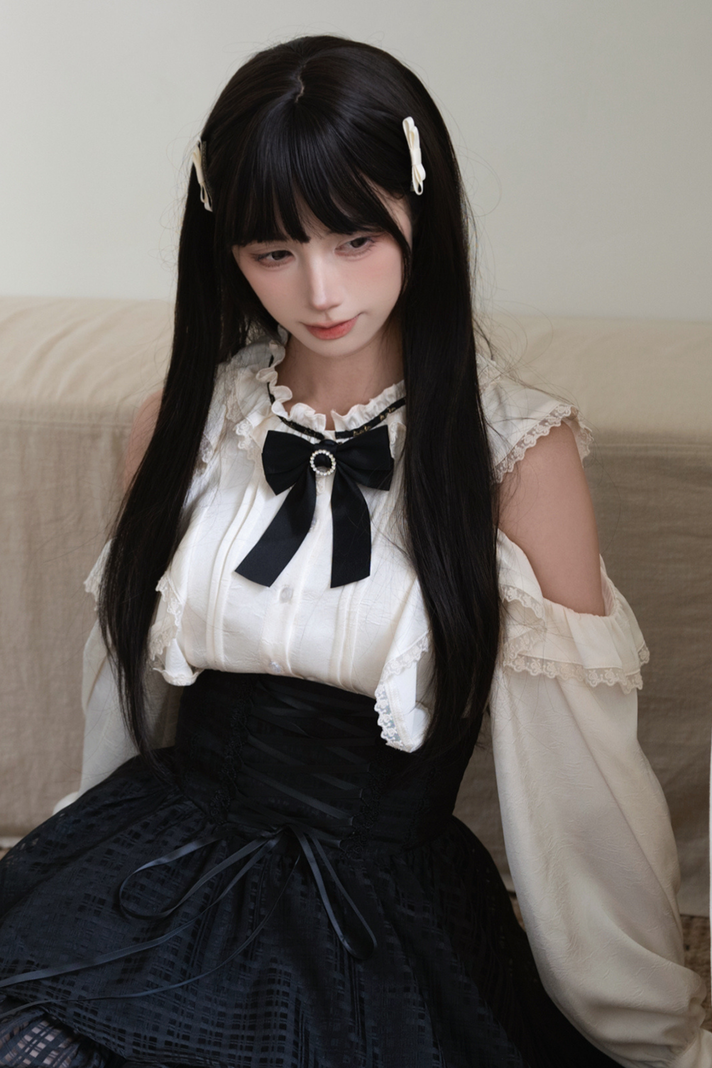 Lace Trim Shirt + Skirt